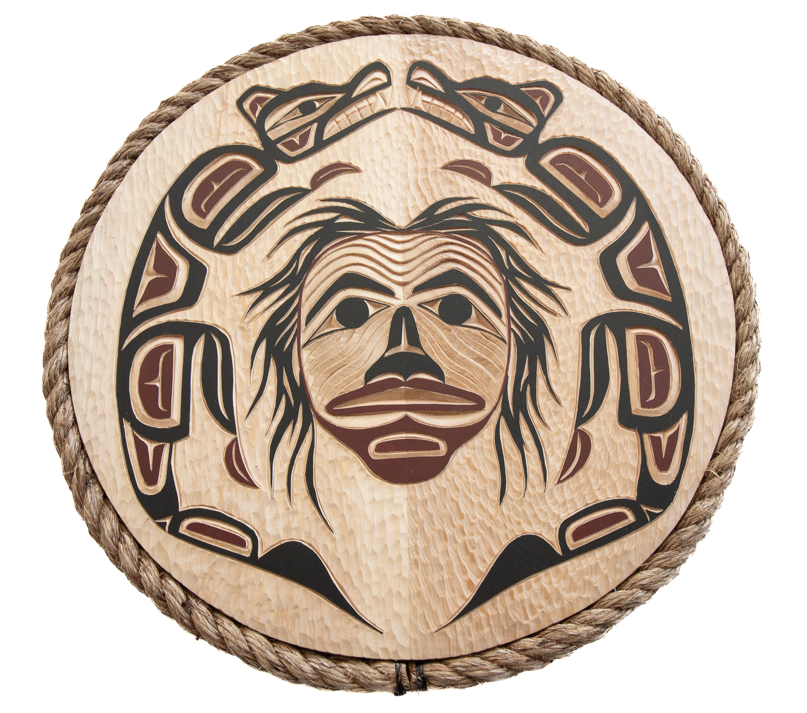 20" Haisla Grandfather and the Two Wolves Panel
