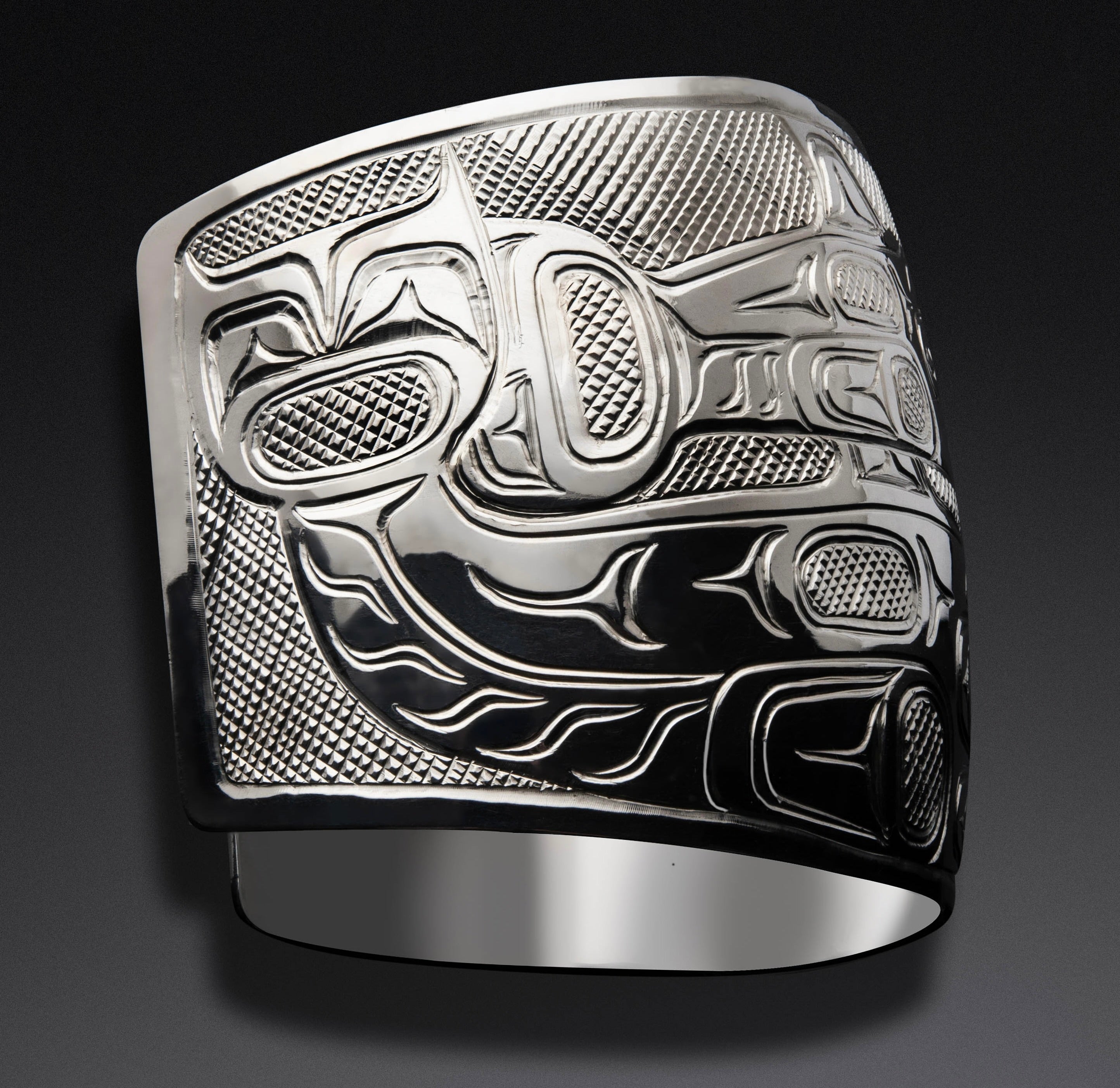 2" Silver Orca Pod Bracelet (Squamish) left side